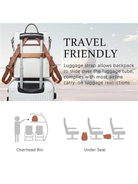 Leather Laptop Backpack Women 15.6 Inch Waterproof Vegan Leather Work Travel Bag